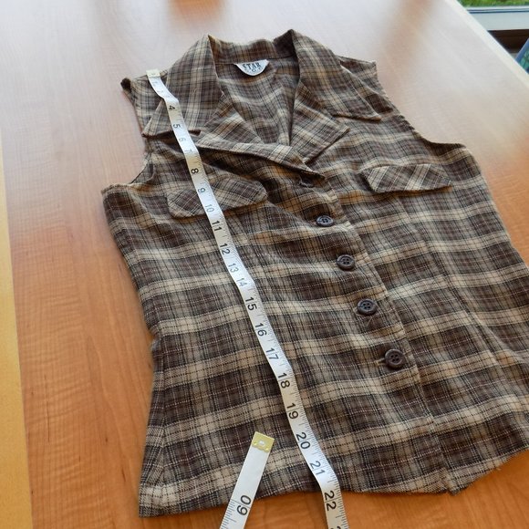 Two Piece Womens Brown Plaid Suite - Picture 5 of 7